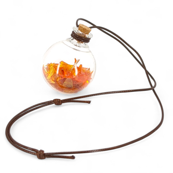 Amberina Glass Shard Globe Glowing Car Charm Suncatcher Wish Bottle Handmade‎ - Picture 9 of 10